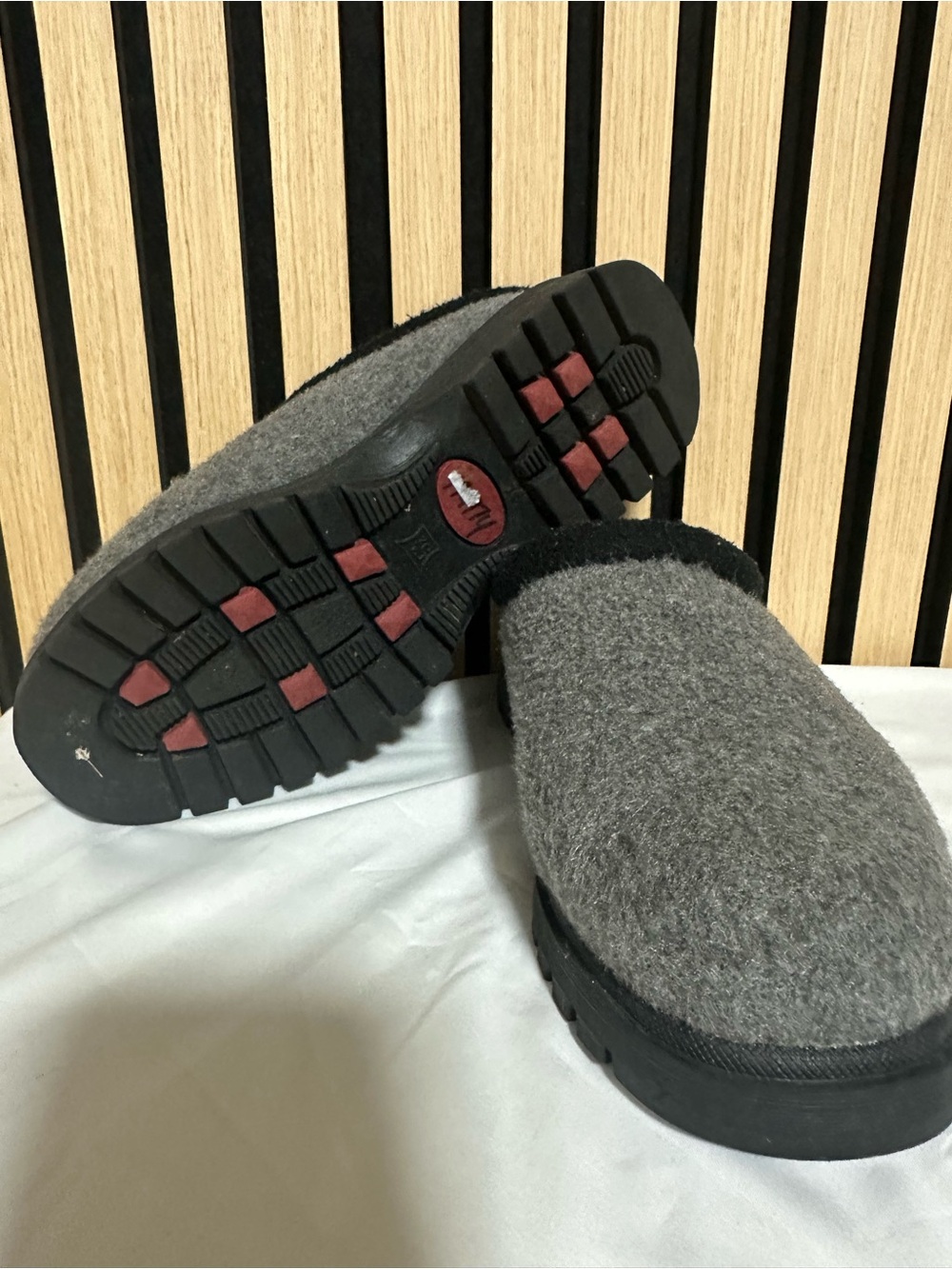 bp Gray Wool Slip-On Clogs with Black Trim - Picture 4 of 4
